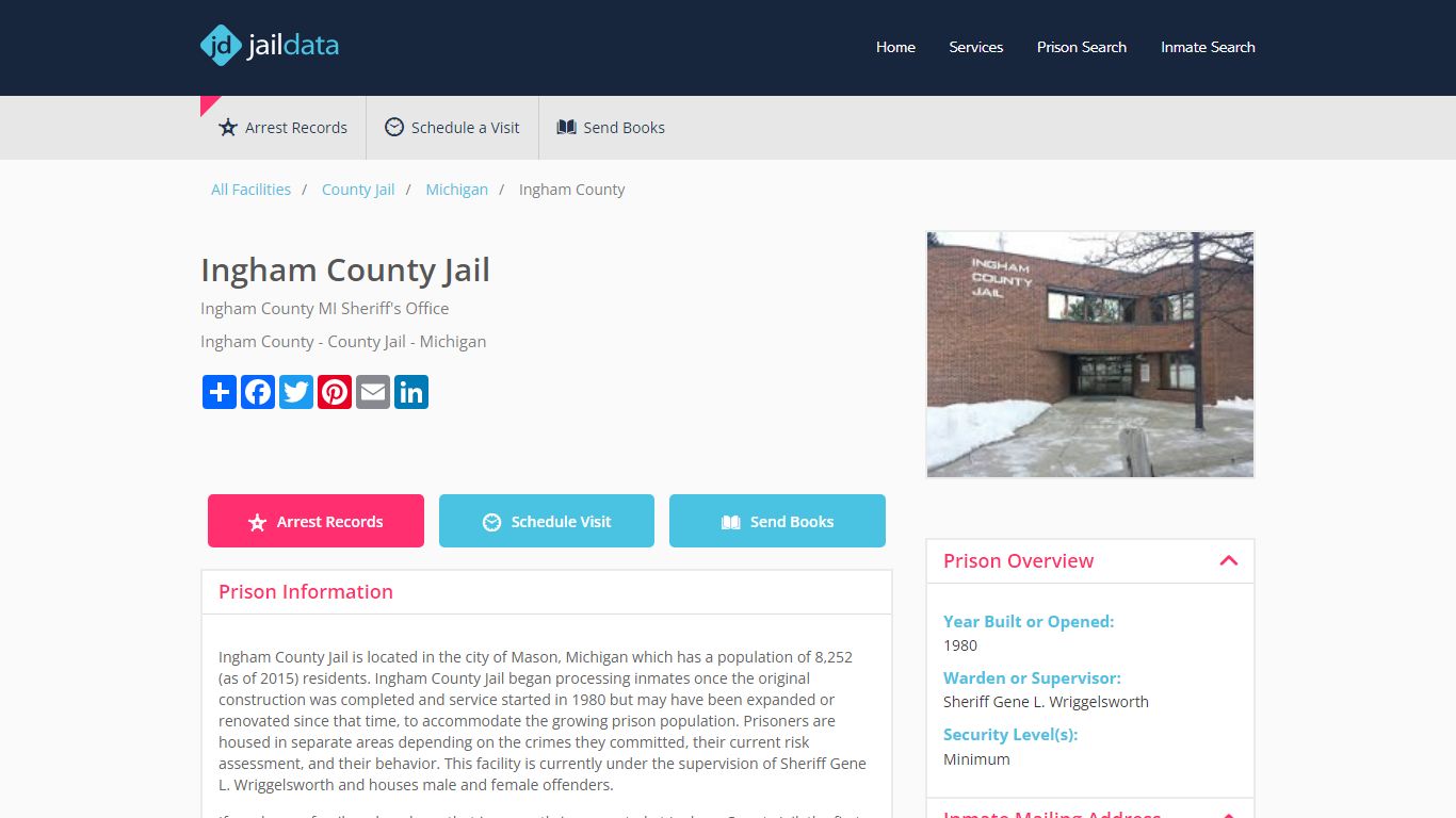 Ingham County Jail Inmate Search and Prisoner Info - Mason, MI